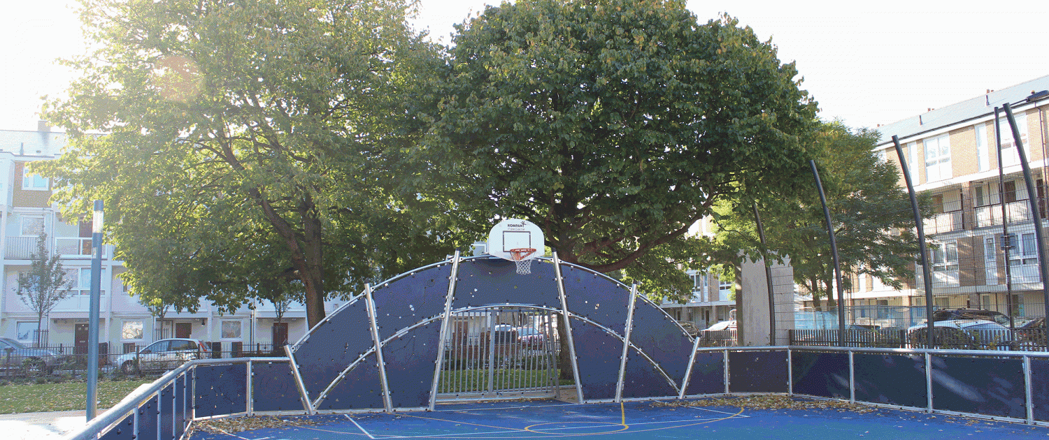 Active landscapes playground equipment East London Heavy duty Muga on polymeric sports surface with line markings 1 copy